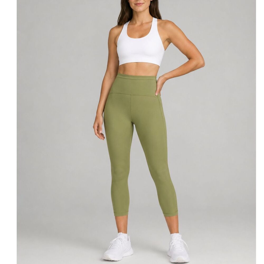 Lululemon Swift Speed High Rise Crop 21 Women 2 Bronze‎ Green Pockets Runnercore